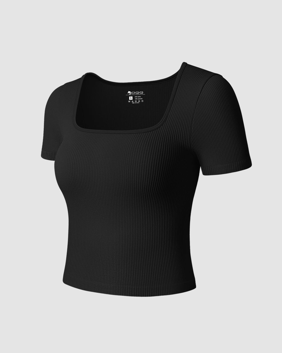Short Sleeve Square Neck Tee Shirts – OQQ