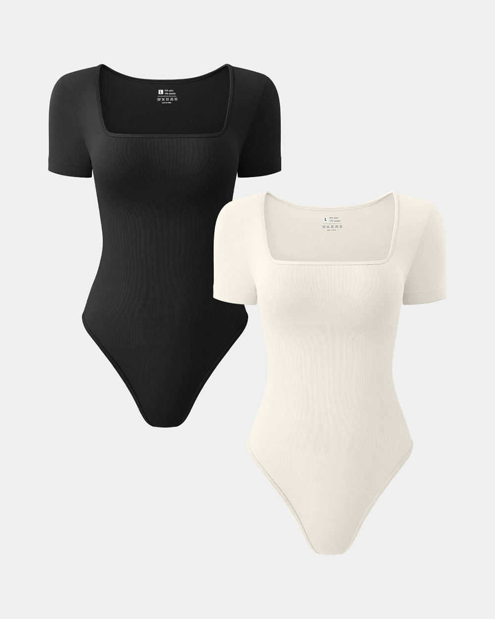 Square Neck Short Sleeve Bodysuits de OQQ
