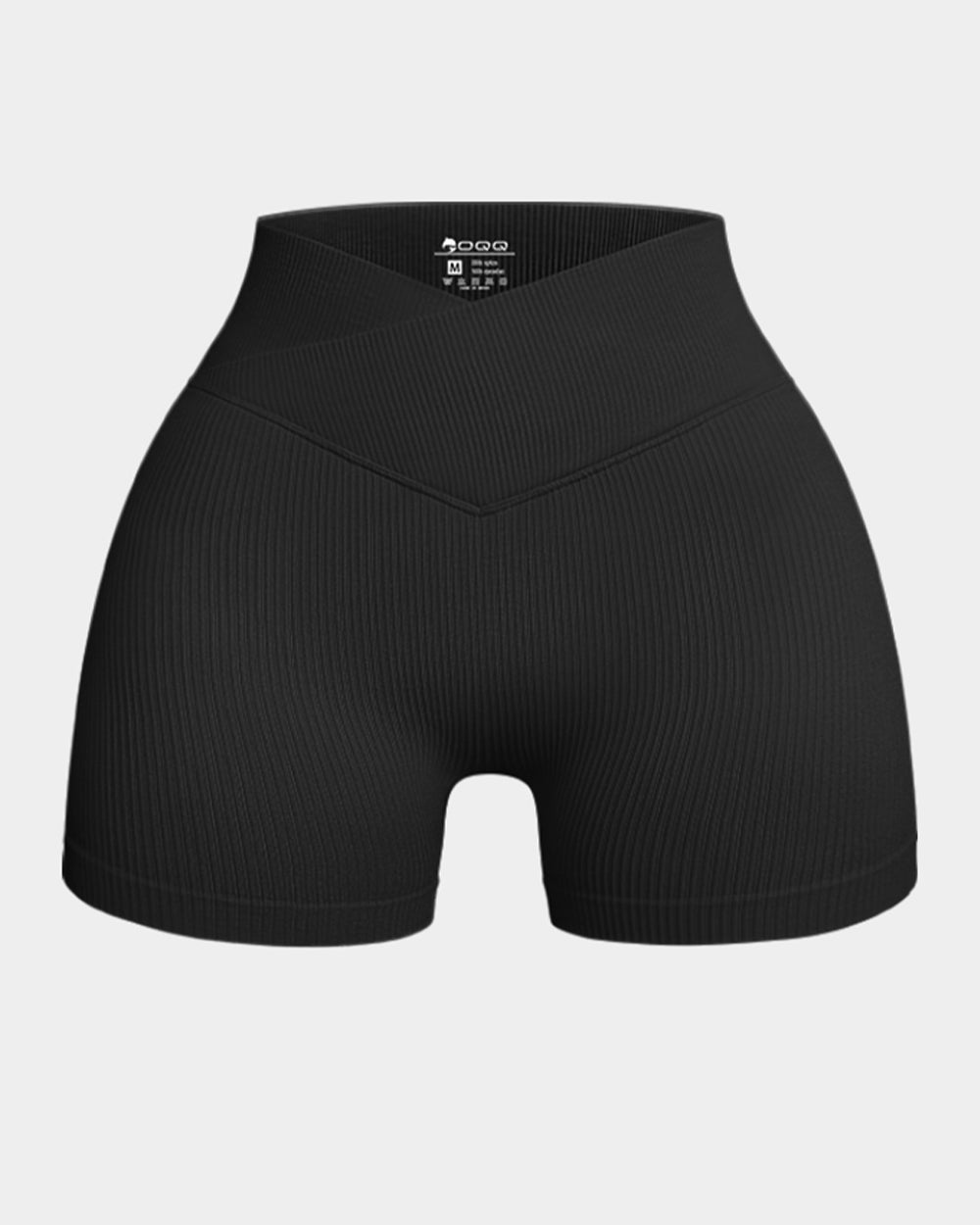 Ribbed Seamless High Waist Cross Over Athletic Shorts de OQQ