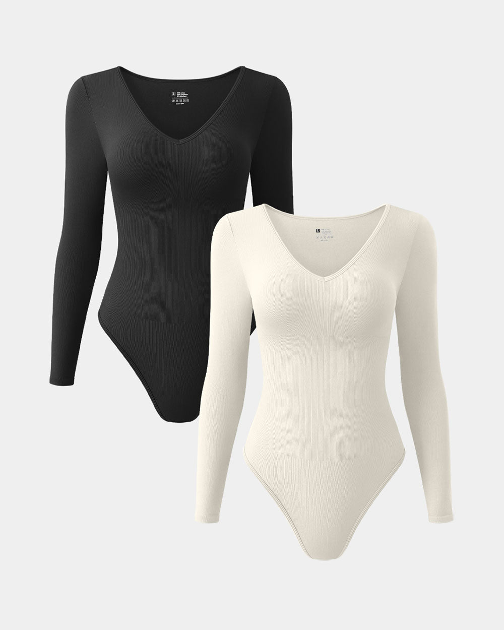 V Neck Long Sleeve Bodysuits de OQQ