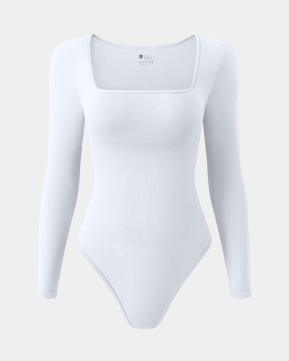 Sexy Ribbed Square Neck Long Sleeve Bodysuits de OQQ