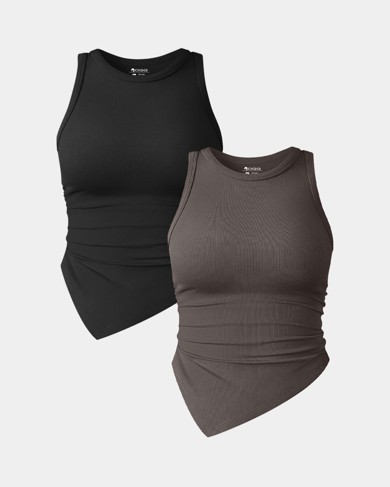 Ruched Sleeveless Tee Shirts de OQQ