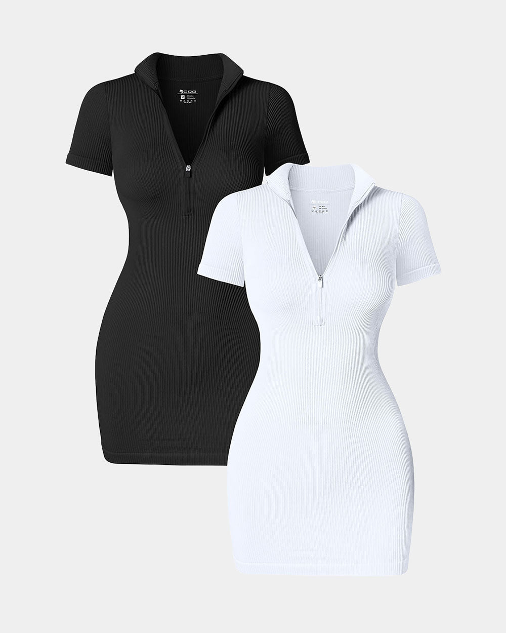 Zip Front Short Sleeve Mini Dress de OQQ