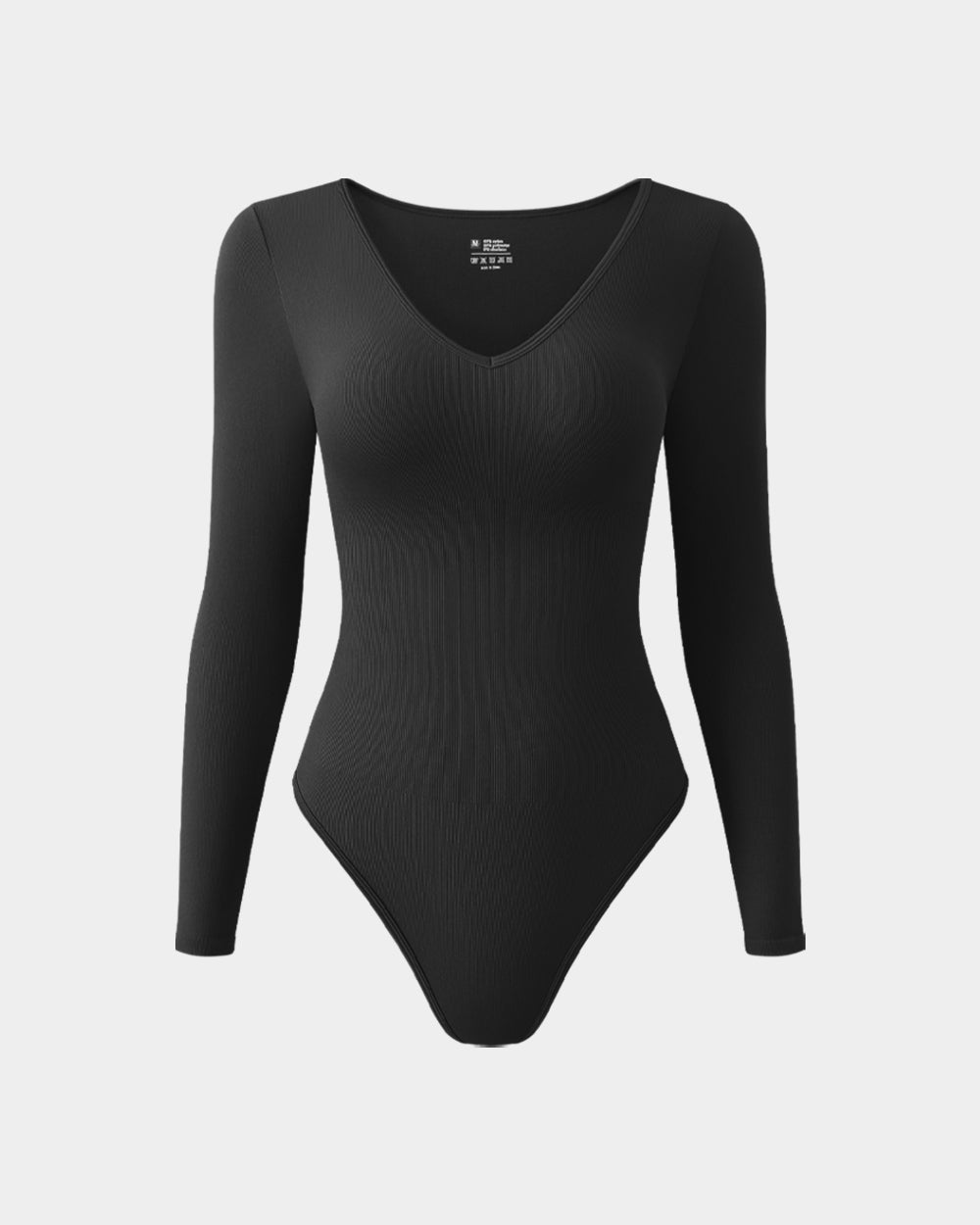 Sexy Ribbed T Shirt V Neck Long Sleeve Bodysuits de OQQ