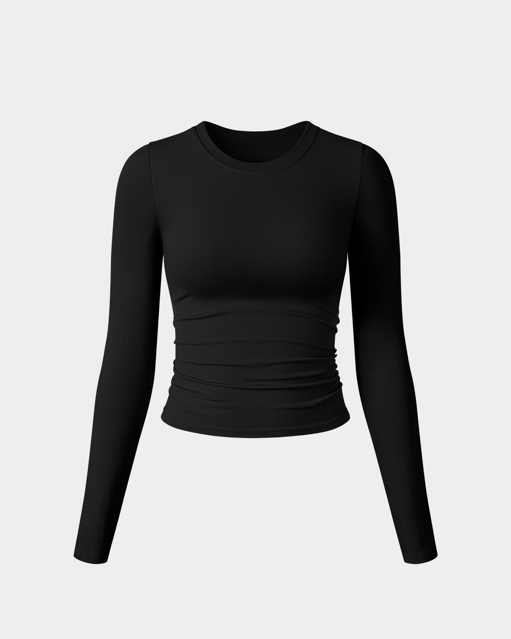 Crew Neck Ruched Stretch Fitted Tee Shirts Tops de OQQ