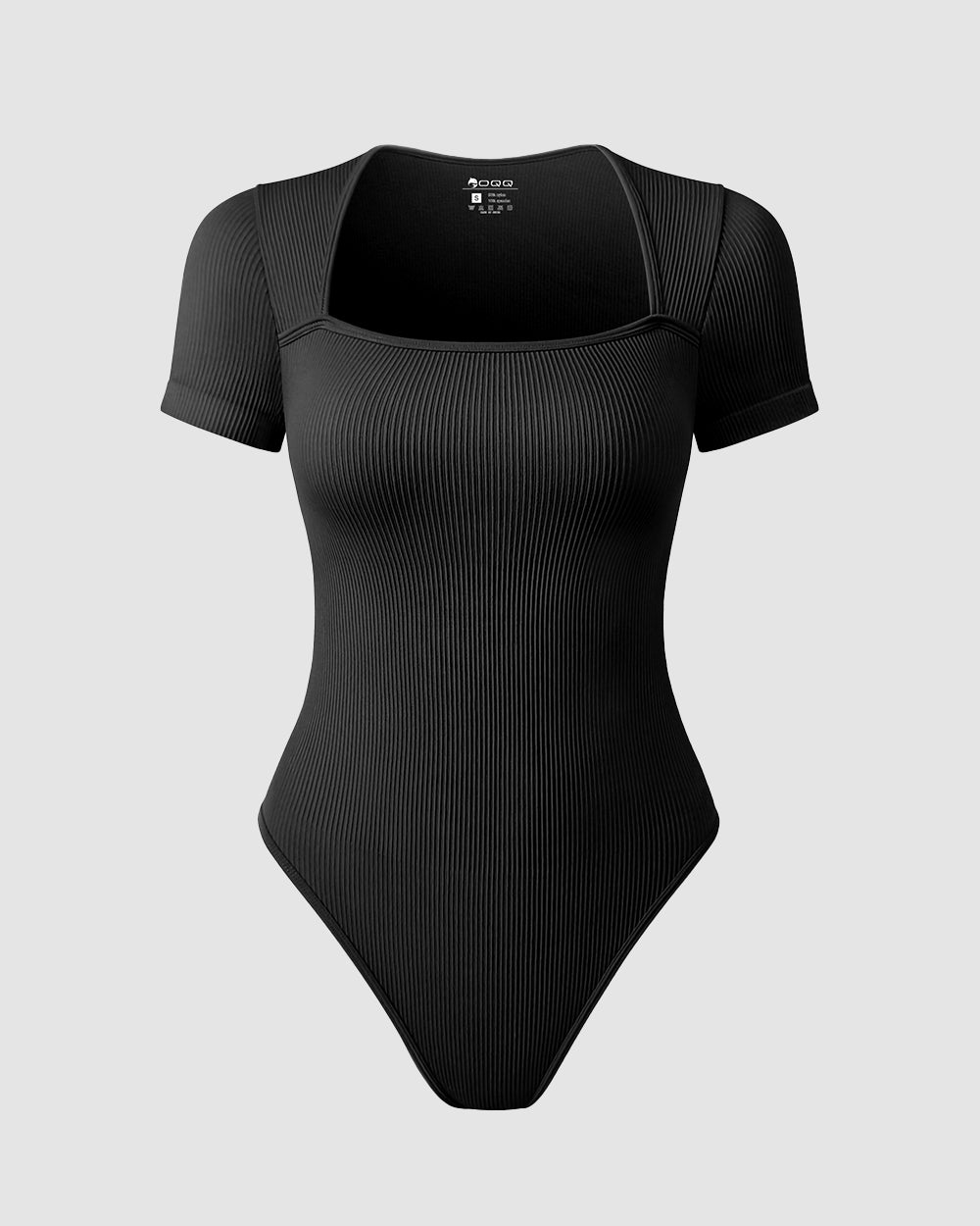 Short Sleeve Ribbed Saquare Neck Bodysuits de OQQ
