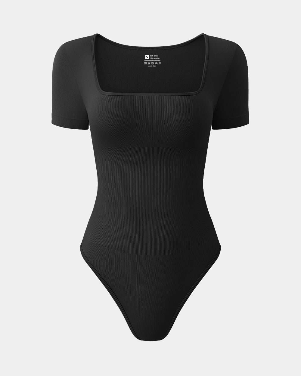 Sexy Ribbed Square Neck Short Sleeve Bodysuits de OQQ