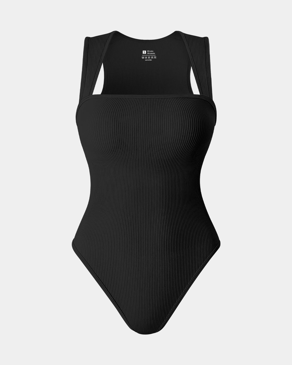 Strappy Square Neck Sleeveless Tummy Control Tank Tops Bodysuits de OQQ