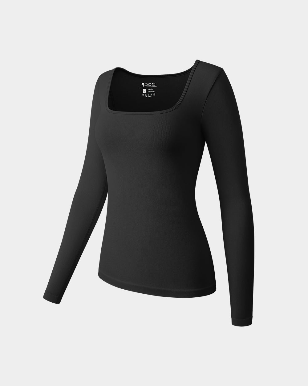 Long Sleeve Square Neck Stretch Fitted Underscrubs Layer de OQQ