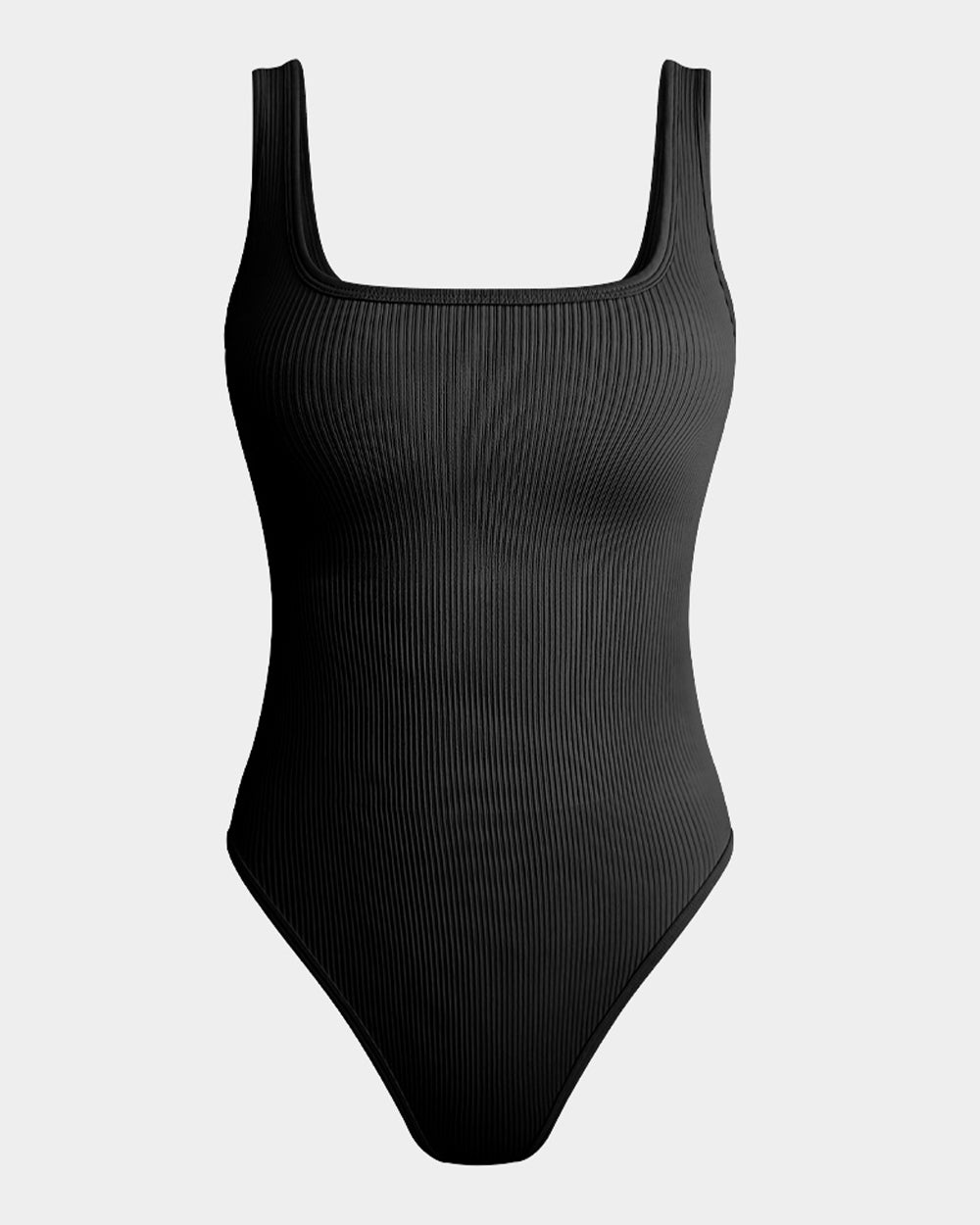 Ribbed Square Neck Sleeveless Tank Tops Bodysuits de OQQ