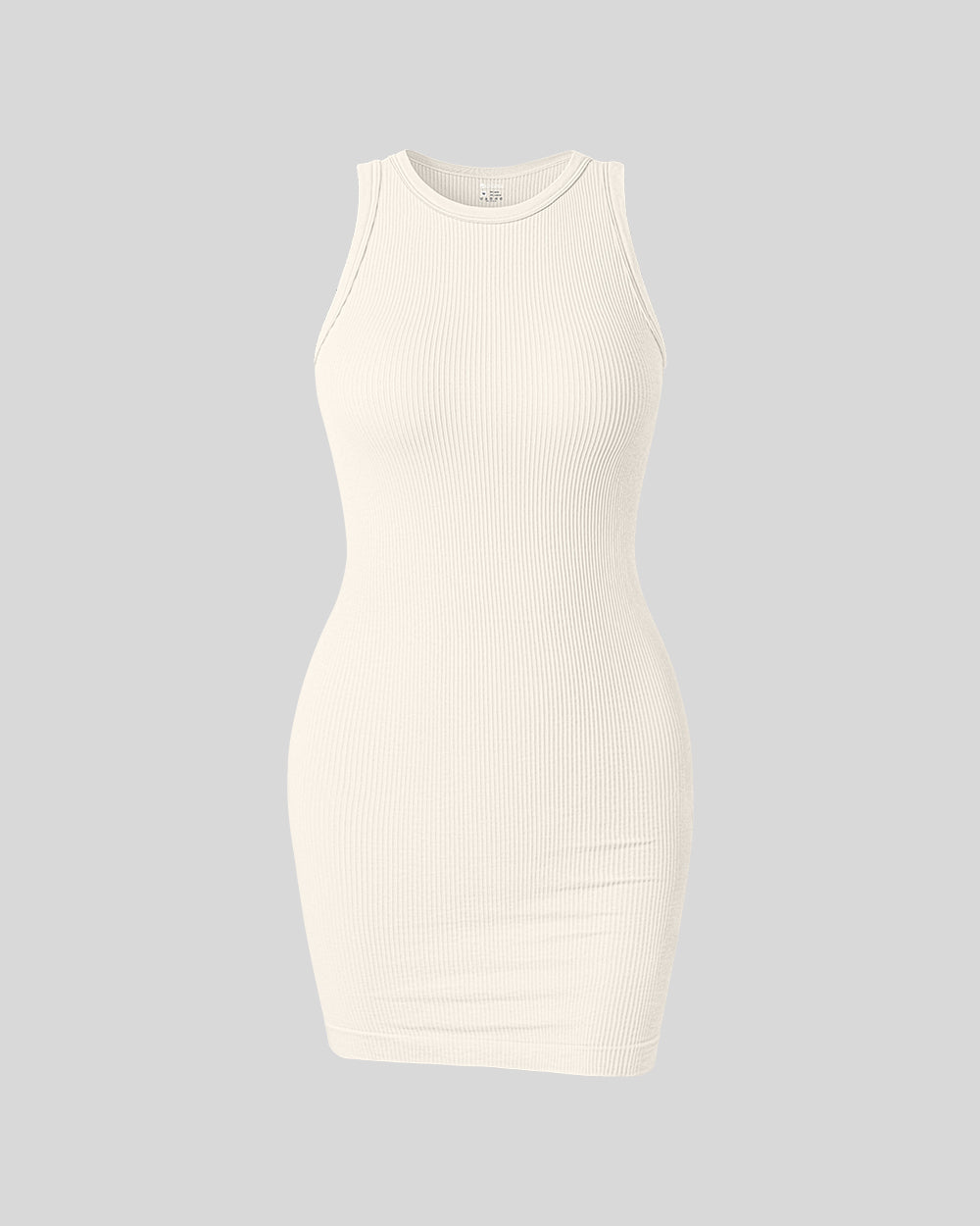 white ribbed sleeveless dress White Ribbed Mini Dress