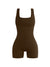 Wide Strap Jumpsuit Shorts Coffee