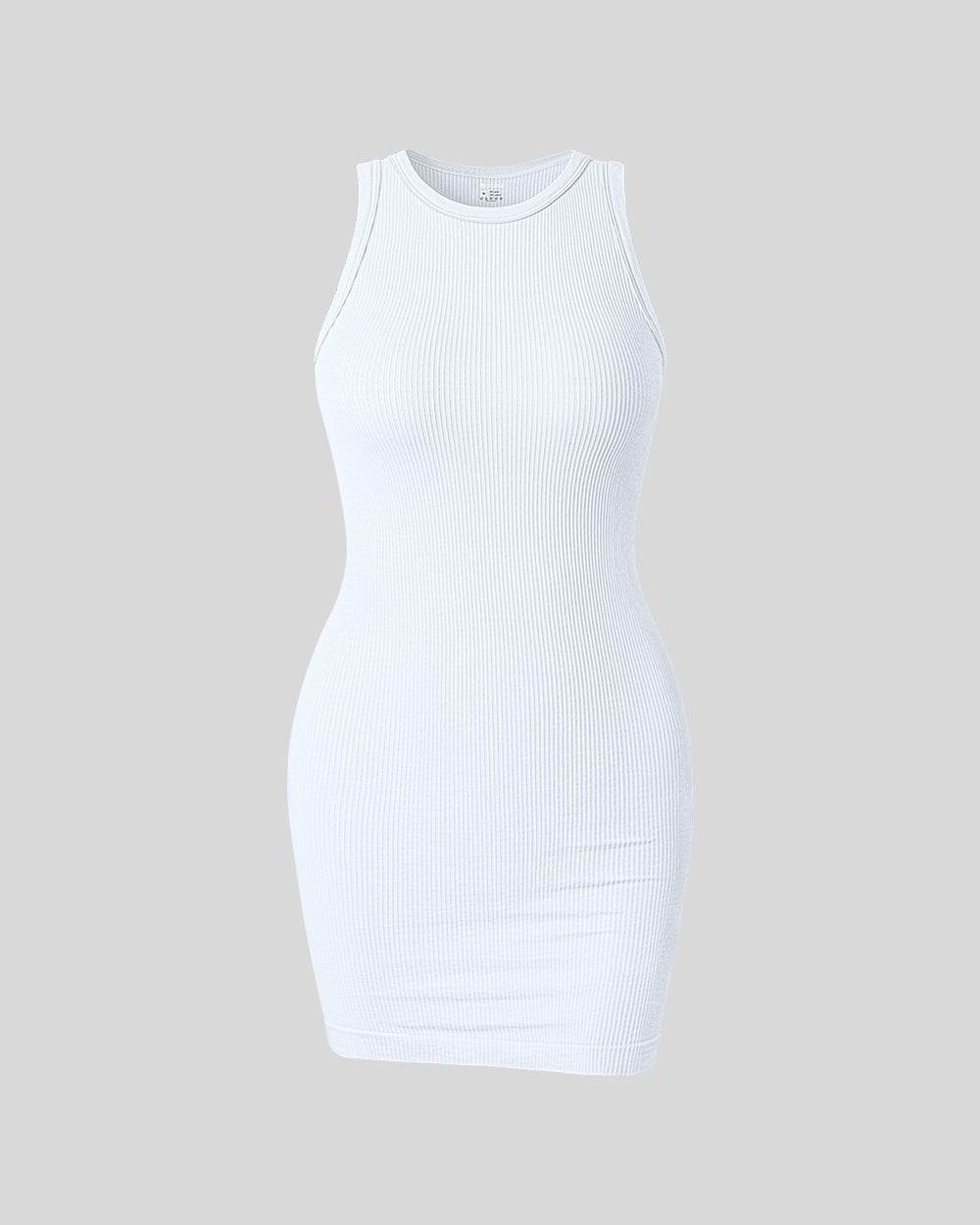 Ribbed Halter Neck Dresses Beige / M Ribbed Halter Neck Dresses Beige / M
